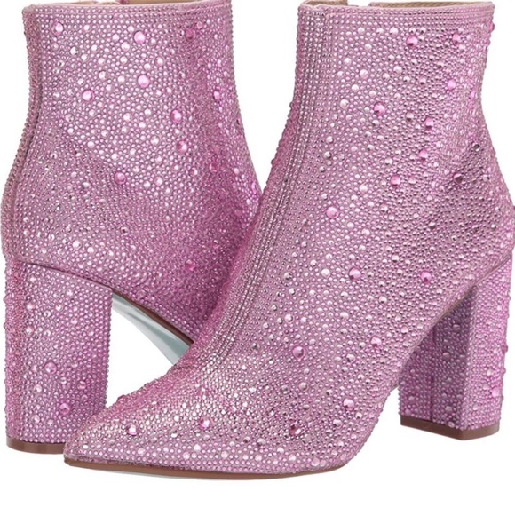 🦋🌙 BETSEY JOHNSON | Pink Rhinestone Ankle Booties - Picture 4 of 12
